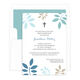 Blue and Tan Botanical Leaves with Cross Invitations Image 1 of 4